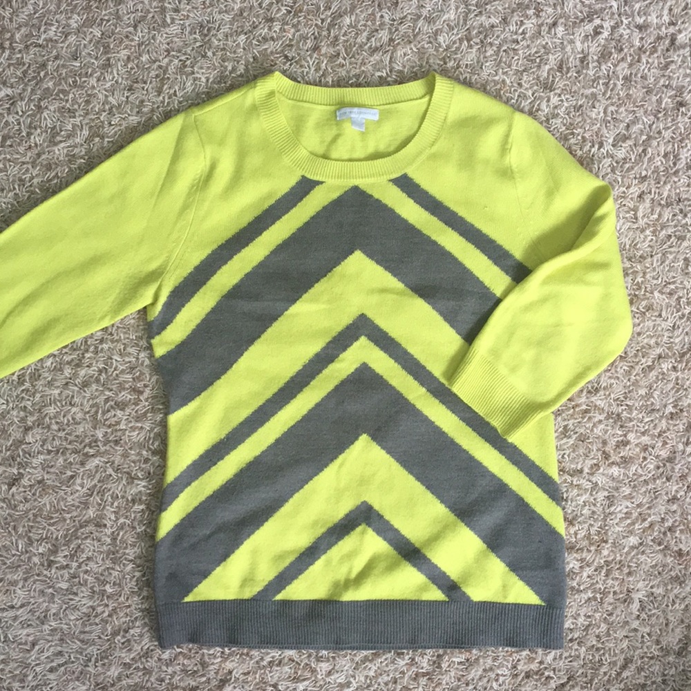 NY&CO crew-neck sweater in lime/charcoal chevron